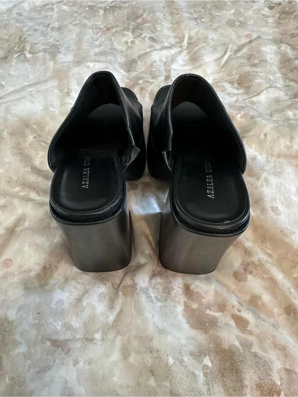 Dolls Kill Black Chunky Platform Mule Heels